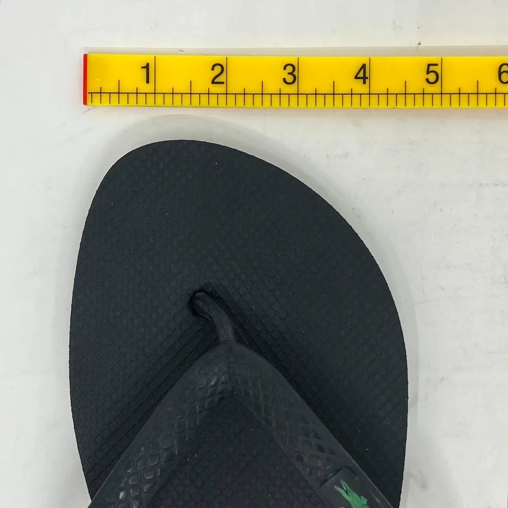 Lacoste‎ Flip Flop Beach Sandals Black with Logo Men's US Size 12 VTG NEW